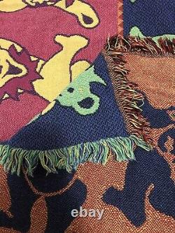 Grateful Dead Rare Dancing Bears Knit Woven Throw Blanket Tapestry 66x47