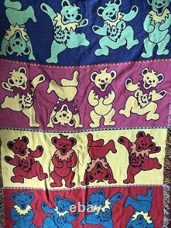 Grateful Dead Rare Dancing Bears Knit Woven Throw Blanket Tapestry 66x47