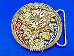 Grateful Dead Skull Vintage RARE Round Quiet Storm 333 Belt Buckle
