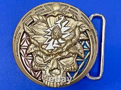 Grateful Dead Skull Vintage RARE Round Quiet Storm 333 Belt Buckle