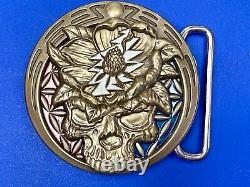 Grateful Dead Skull Vintage RARE Round Quiet Storm 333 Belt Buckle