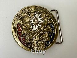 Grateful Dead Skull Vintage RARE Round Quiet Storm 333 Belt Buckle
