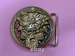 Grateful Dead Skull Vintage RARE Round Quiet Storm 333 Belt Buckle