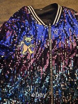 Grateful Dead Steal Your Face Disco Sequin Sparkle Jacket Brand New Rare XL SYF