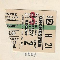 Grateful Dead Ticket 08-02-1967 O'keefe Center Rare Ticket With Airplane