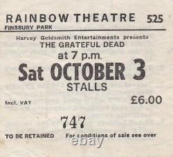 Grateful Dead Ticket 10-03-1981 Rainbow Theatre Jerry Garcia Bob Weir Rare