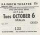Grateful Dead Ticket 10-06-1981 Rainbow Theatre Jerry Garcia Bob Weir Rare