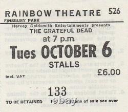 Grateful Dead Ticket 10-06-1981 Rainbow Theatre Jerry Garcia Bob Weir Rare