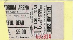 Grateful Dead Ticket 10-21-1973 Omaha CIVIC Auditorium Garcia Weir Very Rare
