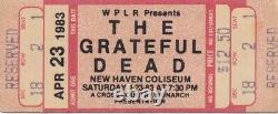 Grateful Dead Ticket April 12, 1983 Broom County Jerry Garcia Bob Weir Rare