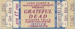 Grateful Dead Ticket April 17, 1981 Niagara Falls Jerry Garcia Bob Weir Rare