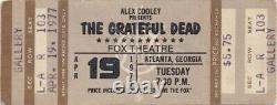 Grateful Dead Ticket April 19, 1977 Fox Theatre Jerry Garcia Bob Weir Rare