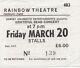 Grateful Dead Ticket March 20, 1981 Rainbow Theatre Jerry Garcia Bob Weir Rare