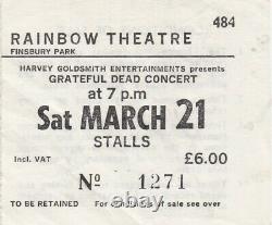 Grateful Dead Ticket March 21, 1981 Rainbow Theatre England Garcia Weir Rare