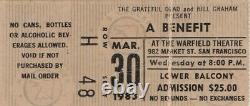 Grateful Dead Ticket March 30, 1983 Warfield Theatre Jerry Garcia Rare
