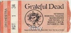Grateful Dead Ticket October 30, 1983 San Rafael Garcia Rare Last St. Stephen