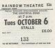 Grateful Dead Ticket October 6 1981 Rainbow Theatre Jerry Garcia Bob Weir Rare