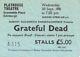 Grateful Dead Ticket Septemeber 30, 1981 Edinburgh Scotland Jerry Garcia Rare