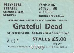 Grateful Dead Ticket Septemeber 30, 1981 Edinburgh Scotland Jerry Garcia Rare