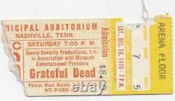 Grateful Dead Ticket Stub 12-16-1978 Municipal Auditorium Nashville, Tenn Rare
