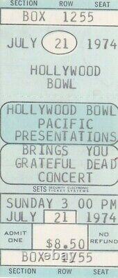 Grateful Dead Unused Ticket 07-21-1974 Hollywood Bowl Near Mnt - Very Rare