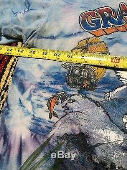 Grateful Dead Vtg L T-Shirt 1994 Tour Surfing Skeleton Rick Griffin Rare Tie Dye