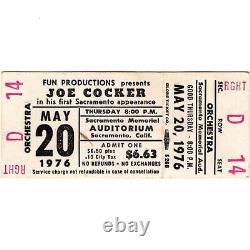 JOE COCKER & BOB WEIR Concert Ticket Stub SACRAMENTO 5/20/76 GRATEFUL DEAD Rare