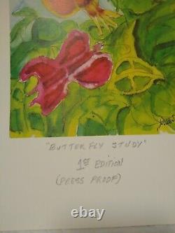 Jerry Garcia Lifetime Print Butterfly Study Grateful Dead COA DB RARE 1st Ed