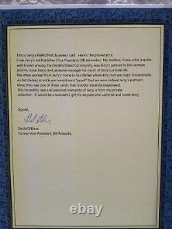 Jerry Garcia Personal Business Card Grateful Dead COA DB Artworks RARE