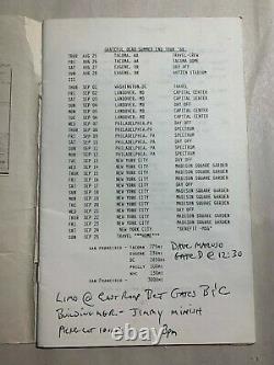 MEGA-RARE Grateful Dead Summer 1988 Tour Itinerary Crew Only Summer's End 88