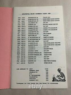MEGA-RARE Grateful Dead Summer 1991 Tour Itinerary Crew Only Jerry Garcia