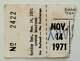 Mega Rare Grateful Dead & Nrps 11/14/71 Fort Worth Tx Tcu Ticket Stub Ft Dallas