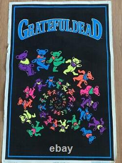 Original Vtg Grateful Dead Dancing Spiral Bears RARE 35x23 Blacklight Poster