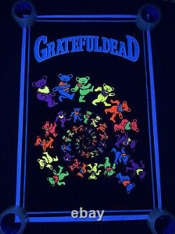 Original Vtg Grateful Dead Dancing Spiral Bears RARE 35x23 Blacklight Poster