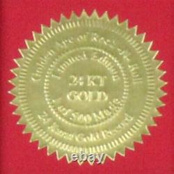 PAUL MACARTNY 24K GOLD RECORD 1 Of 500 Made. Very Rare. Coa On Back. 13x16