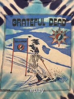 RARE 1990 Vintage Grateful Dead Shirt Telluride Ski Blue Tie Dye Size XL