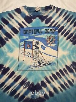 RARE 1990 Vintage Grateful Dead Shirt Telluride Ski Blue Tie Dye Size XL