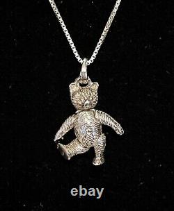 RARE 1994 GRATEFUL DEAD SILVER DANCING BEAR PENDANT With MOVABLE LIMBS + HEAD