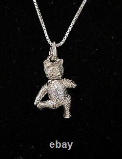 RARE 1994 GRATEFUL DEAD SILVER DANCING BEAR PENDANT With MOVABLE LIMBS + HEAD