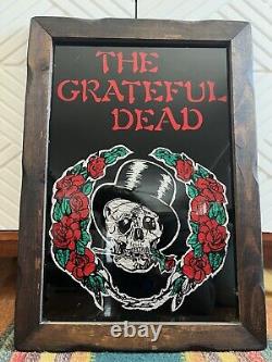 RARE Grateful Dead Metallic Foil Poster Glass Wood Frame Carnival Large Vintage