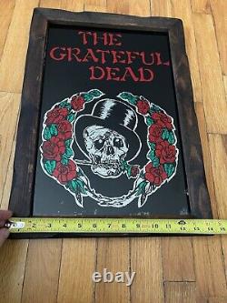 RARE Grateful Dead Metallic Foil Poster Glass Wood Frame Carnival Large Vintage