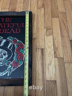 RARE Grateful Dead Metallic Foil Poster Glass Wood Frame Carnival Large Vintage
