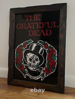 RARE Grateful Dead Metallic Foil Poster Glass Wood Frame Carnival Large Vintage