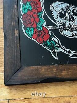 RARE Grateful Dead Metallic Foil Poster Glass Wood Frame Carnival Large Vintage