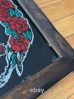 RARE Grateful Dead Metallic Foil Poster Glass Wood Frame Carnival Large Vintage