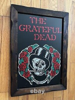 RARE Grateful Dead Metallic Foil Poster Glass Wood Frame Carnival Large Vintage