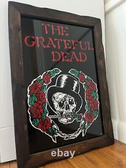 RARE Grateful Dead Metallic Foil Poster Glass Wood Frame Carnival Large Vintage