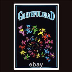 RARE SEALED FLOCKED Vintage Grateful Dead Dancing Bears Black Light Poster OOP