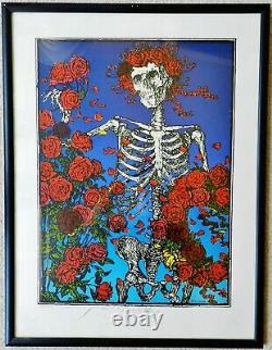 RARE Stanley Mouse Hand-Printed & Signed Skeleton Roses Serigraph Grateful Dead