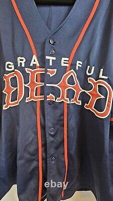 RARE The Grateful Dead Men 3XLT Embroidered Blue Baseball Jersey Lightning Skull